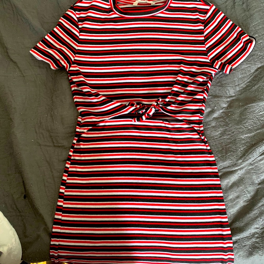 Red striped T-shirt dress